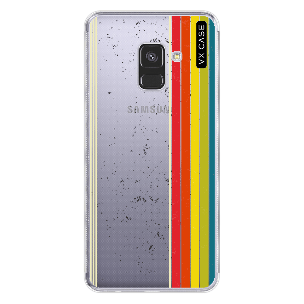 Capa para Galaxy A8 Plus [2018] VX Case Colored Lines Silicone TPU  Translúcida - VX Case