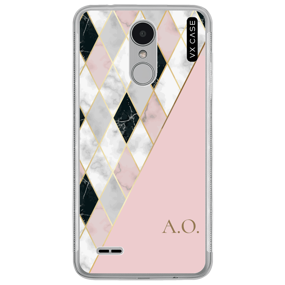 Capa para LG K10 [2017]/K10 [2018] VX Case Rose Lattice Marble Silicone TPU  Translúcida - VX Case