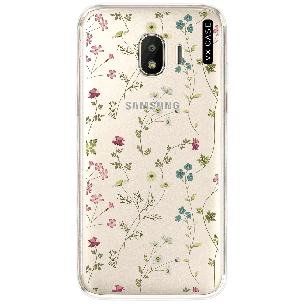 Capa para Galaxy J2 Pro VX Case Tiny Flowers Silicone TPU Translúcida - VX  Case