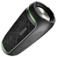 Caixa de Som Bluetooth Hurricane Preta VX Case em perspectiva com os detalhes do led em verde