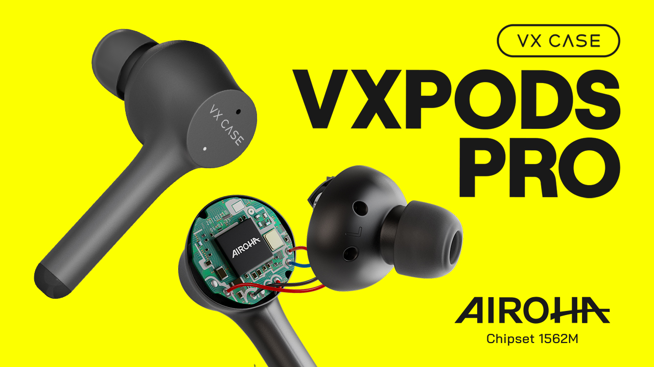 VX Pods Pro - Fones de ouvido com bluetooth 5.2, cancelamento de ruído, tecnologia TWS. Musicas e jogos com baixa latência - VX Case