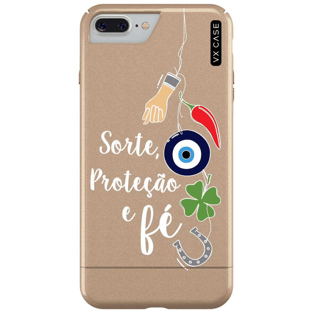 Capa para iPhone 7/8 Plus VX Case Sorte, Proteção e Fé [branco] - VX Case