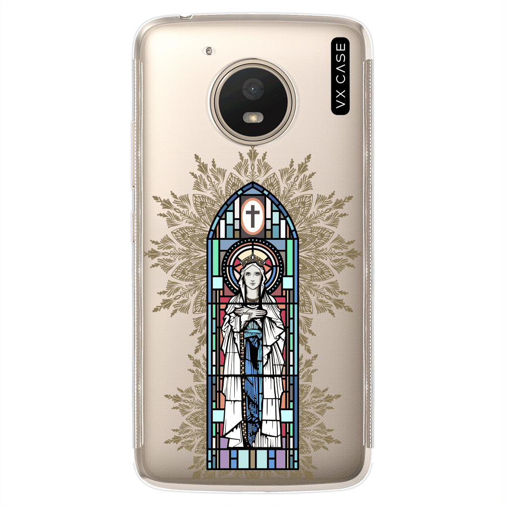 Capa Para Moto E4 Vx Case Vitral Virgem Maria Vx Case