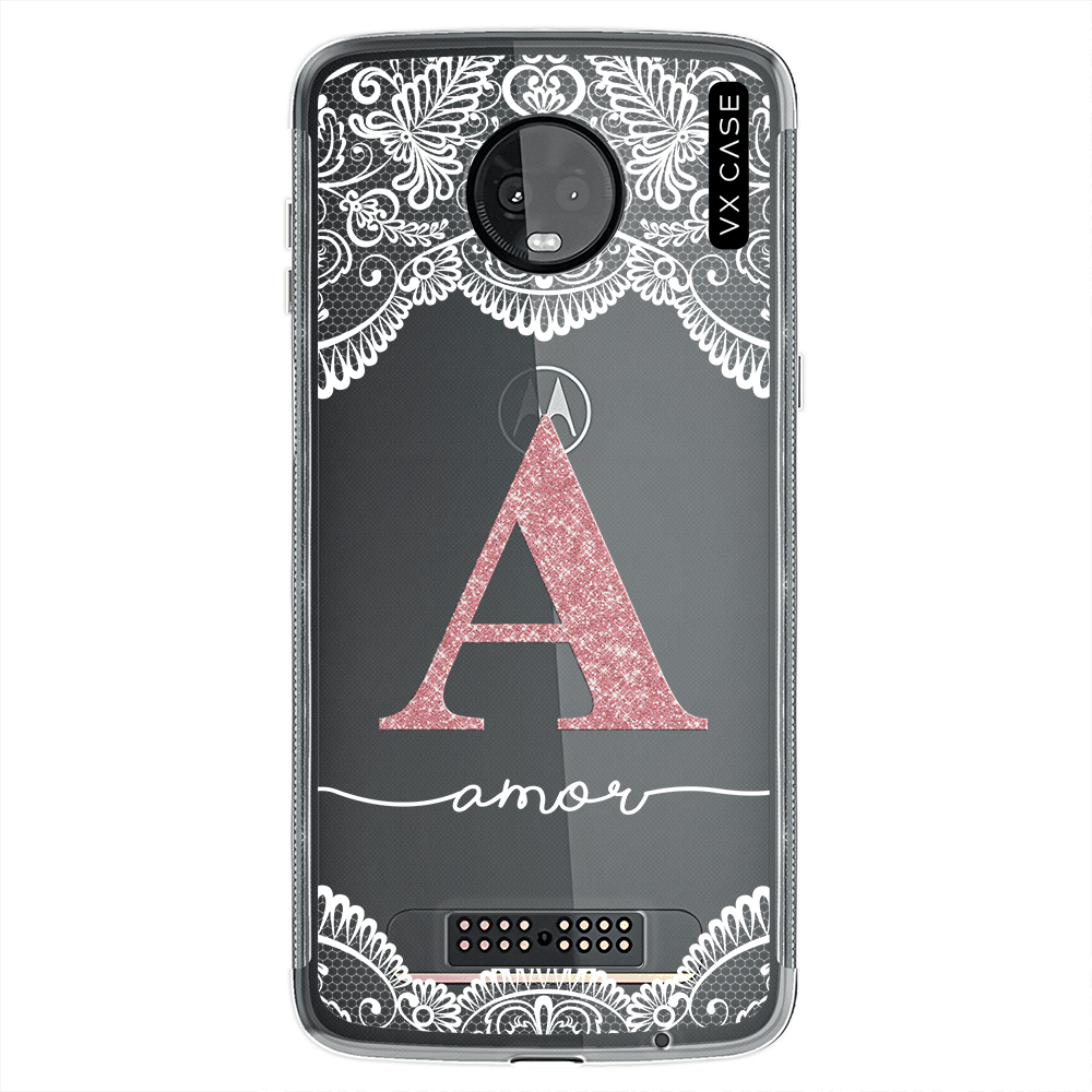 Capa para Moto Z3 Play VX Case Letra Glitter Renda com Nome [branca] - VX  Case