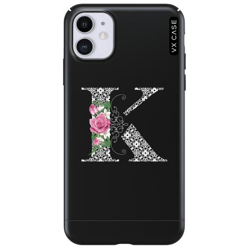 capa-para-iphone-11-vx-case-monograma-floral-k-branco-preta-fosca
