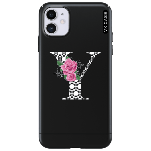 capa-para-iphone-11-vx-case-monograma-floral-y-branco-preta-fosca
