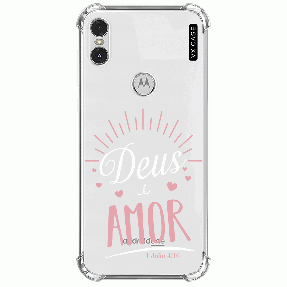Capa para Motorola One VX Case Deus é Amor [branco] - VX Case