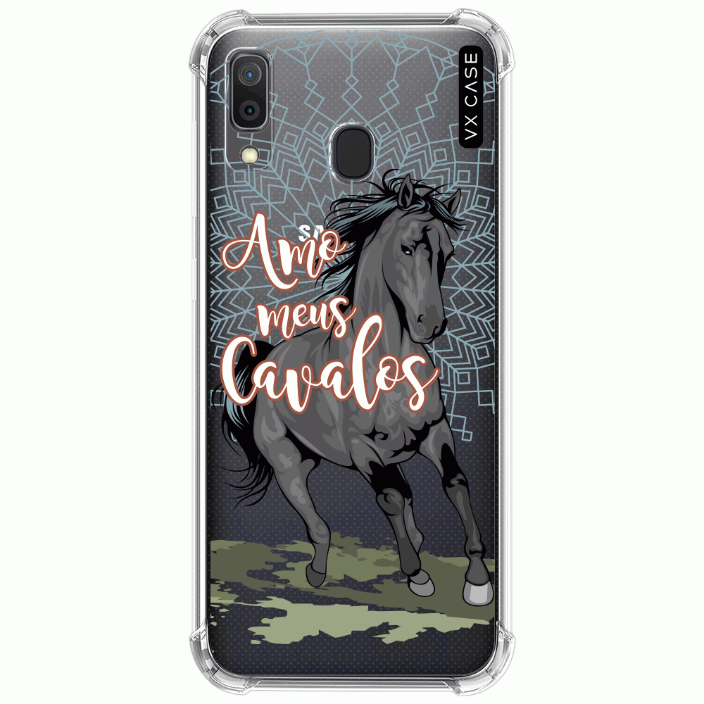 Capa para Galaxy A20 / Galaxy A30 VX Case Amo meu Cavalo (cinza) - VX Case