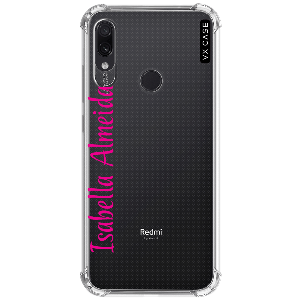 Capa para Redmi Note 7 VX Case Nome Personalizado (Rosa) - VX Case