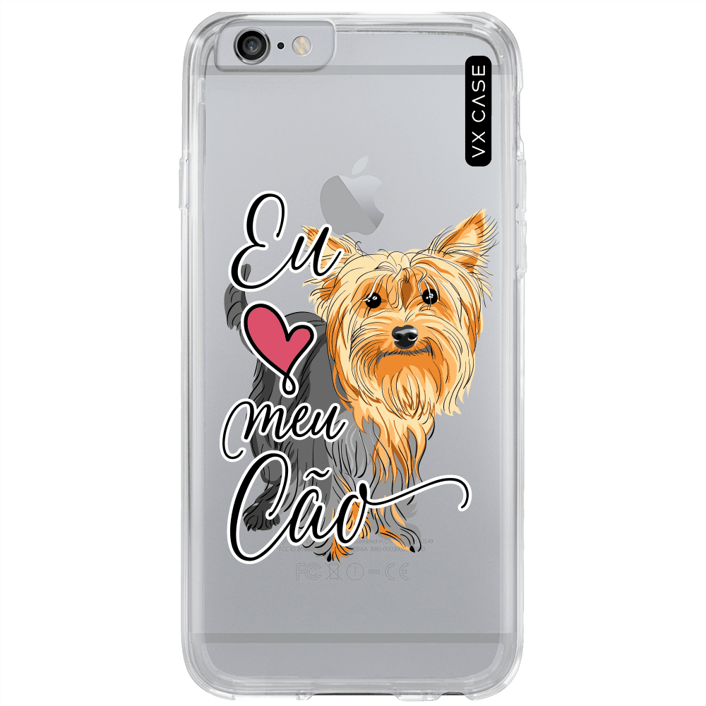 Capa para iPhone 6/S VX Case Eu Amo Meu Cão [Yorkshire Pêlo Curto] Silicone  TPU Transparente - VX Case