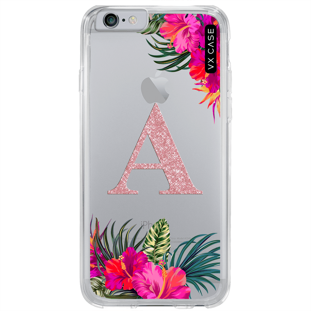 Capa para iPhone 6/S VX Case Letra Glitter Tropical Silicone TPU  Transparente - VX Case