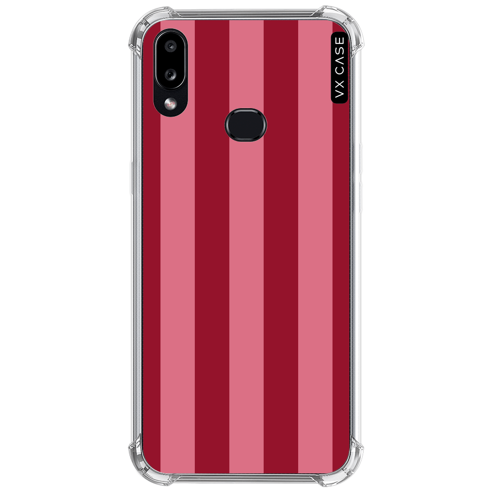 Capa para Galaxy A10s VX Case Listrada Pink e Vermelho Silicone TPU  Translúcida - VX Case